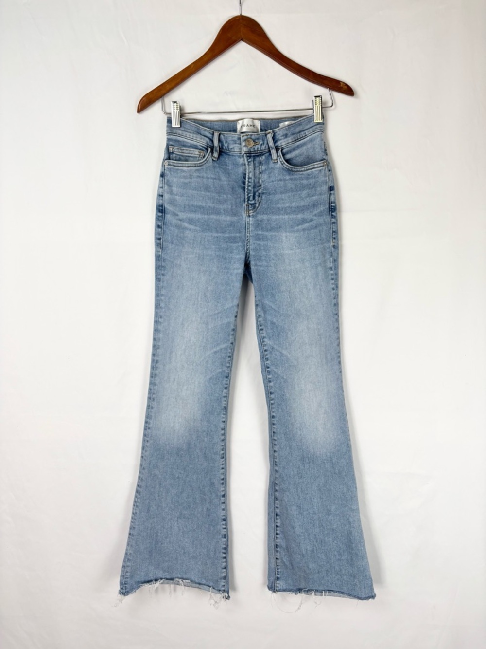 Frame Le Easy Flare High‎ Rise Jean Colorado Size 26 Stretch Raw Hem